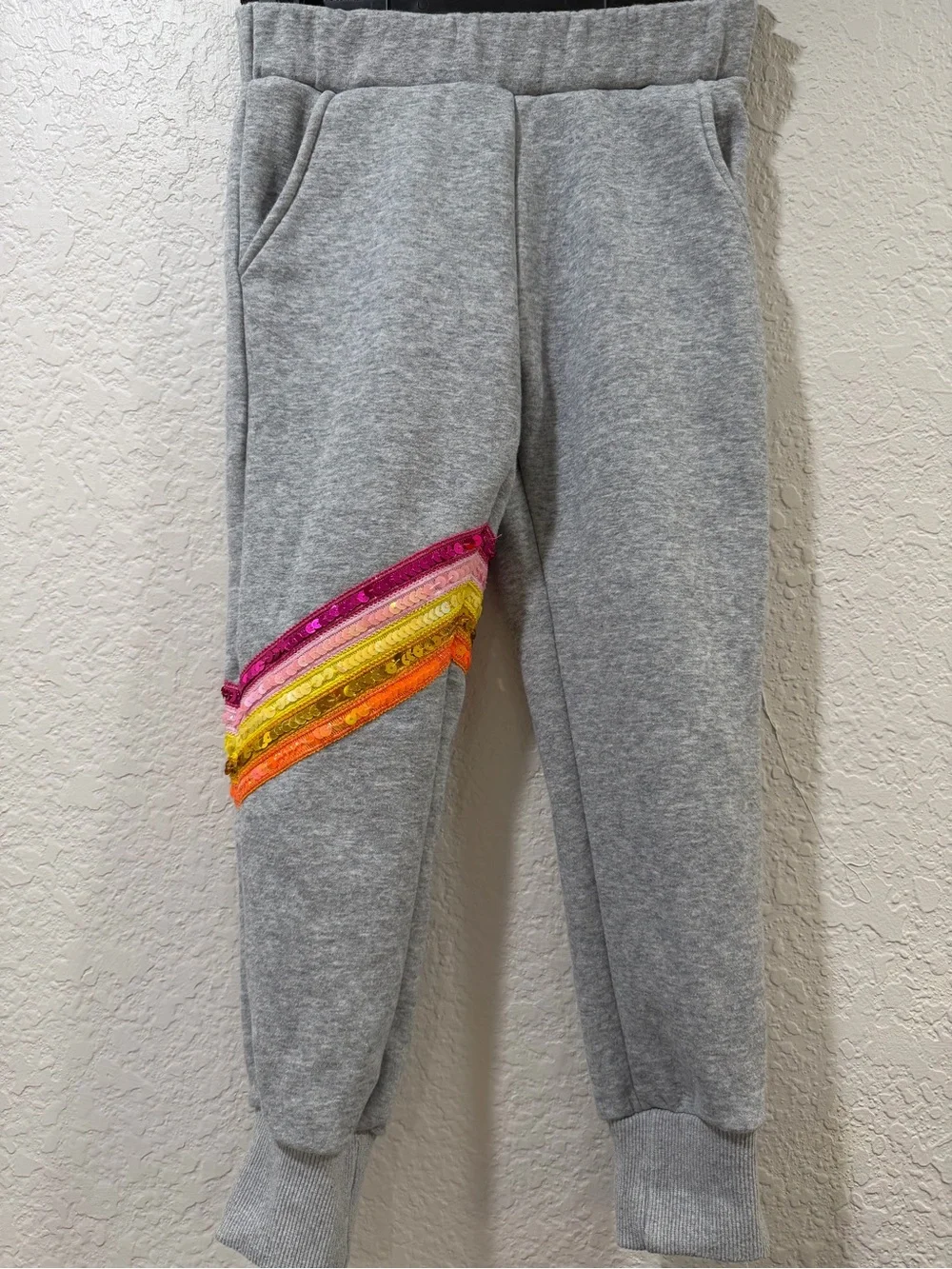 Lola + The Boys Wonder Woman Grey Sequin Jogger Pant Size 6